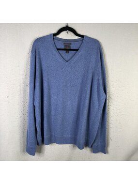 Monte Rosso Sweater Mens 2XL Blue 100% Cashmere Quiet Luxury Classic Golf